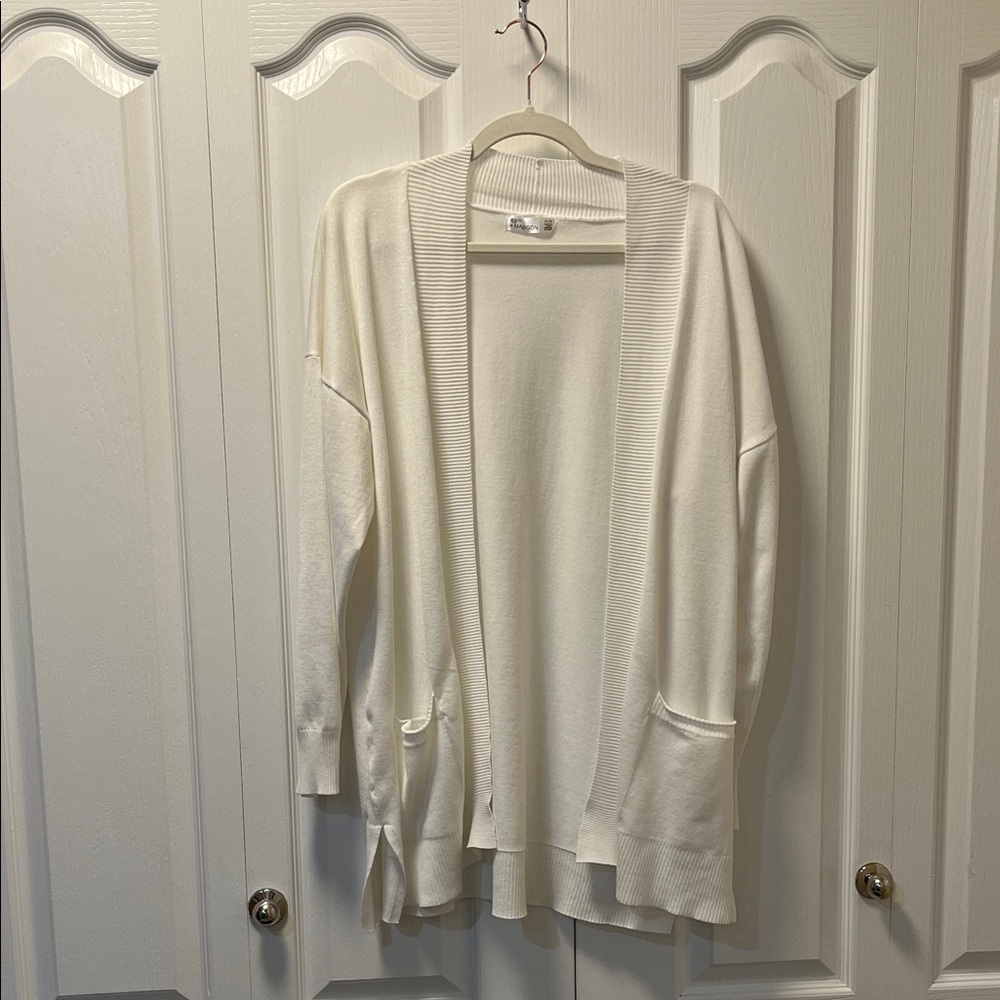 89th & Madison Winter White Open-Front Cardigan
